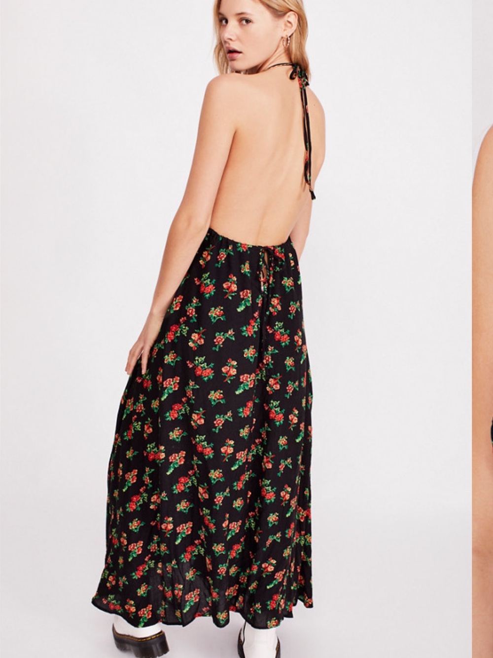 Free People Black Floral Backless Halter Maxi Dress - Picture 6 of 13